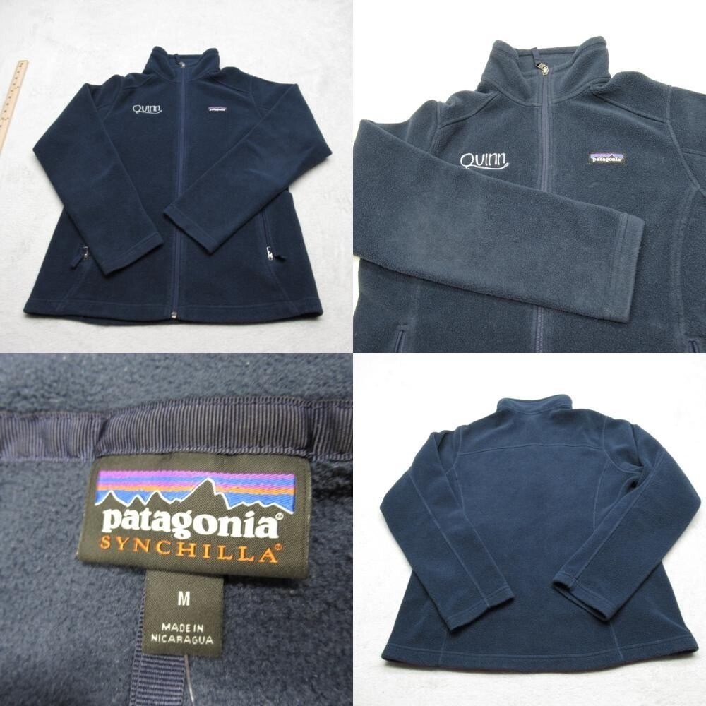 Patagonia Synchilla Jacket Womens Medium Navy Full Zip Fleece Quinn Logo Vintage